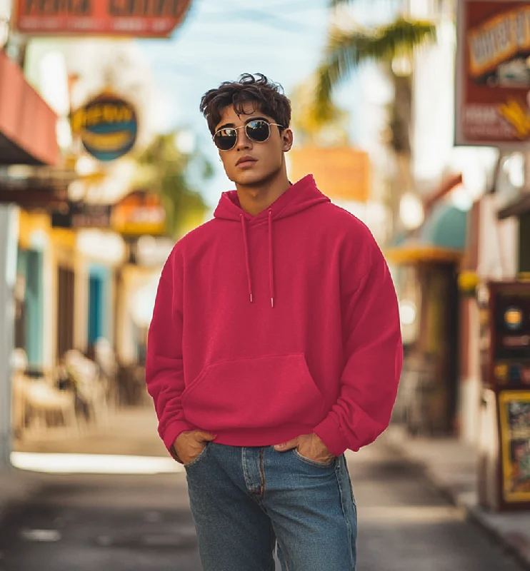 Magenta Plain Regular Hoodie