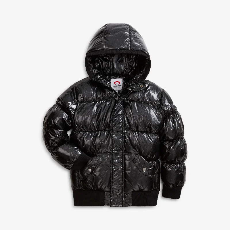 Puffy Coat | Black Glitter