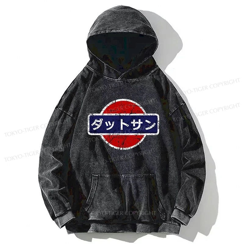 Tokyo-Tiger Datsun Vintage Japanese Car Washed Hoodie