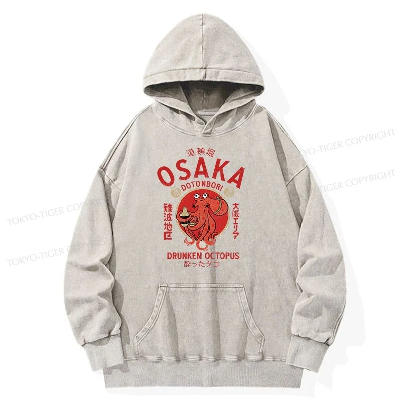 Tokyo-Tiger Drunken Octopus Japan Washed Hoodie