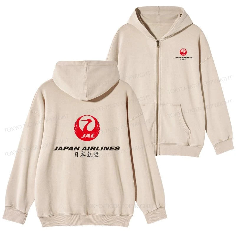 Tokyo-Tiger Japan Airlines Washed Zip Hoodie