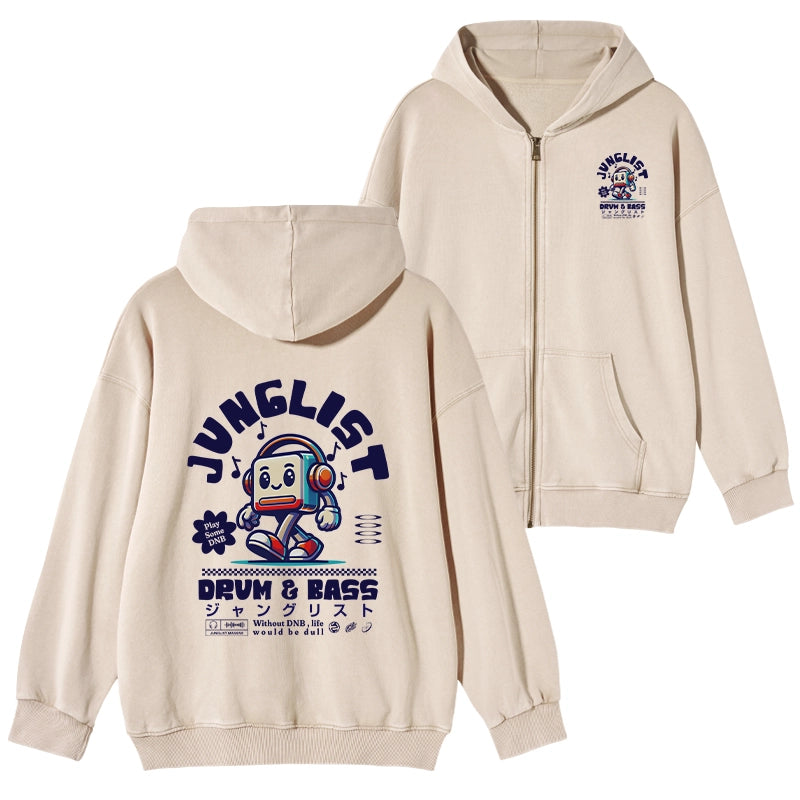 Tokyo-Tiger Junglist DNB Japan Washed Zip Hoodie