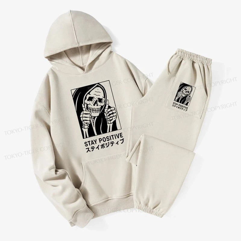 Tokyo-Tiger Stay Positive Skeleton Fleece Lined Hoodie Set