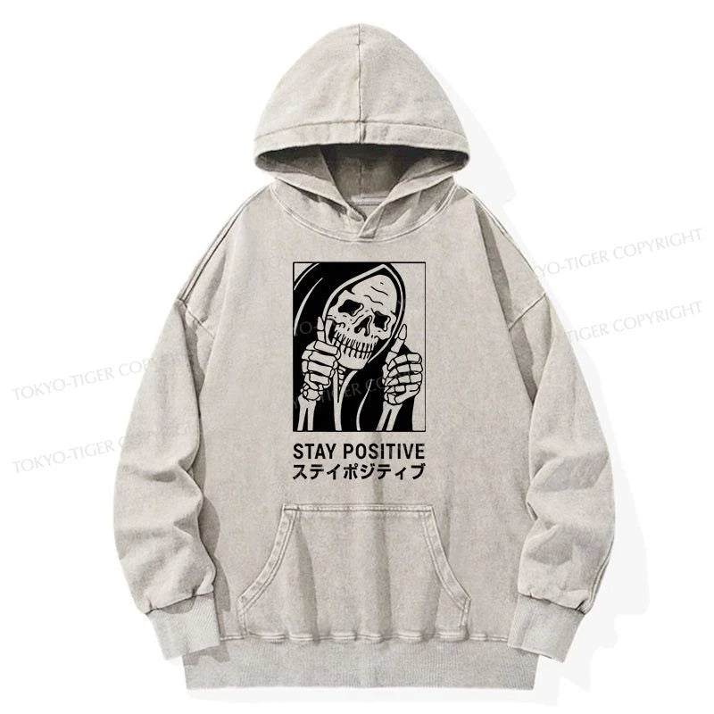 Tokyo-Tiger Stay Positive Skeleton Washed Hoodie