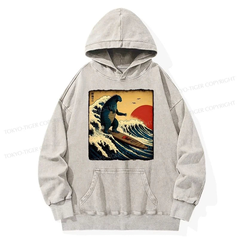 Tokyo-Tiger The Great Wave Washed Hoodie