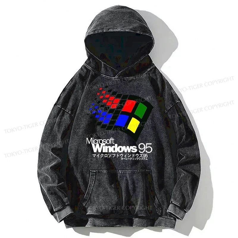 Tokyo-Tiger Windows 95 Logo Washed Hoodie