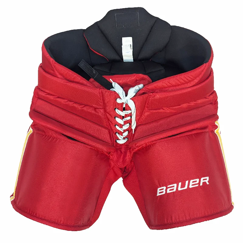 Bauer - Used NHL Pro Stock Goalie Pants - Calgary Flames (Red/White/Yellow)