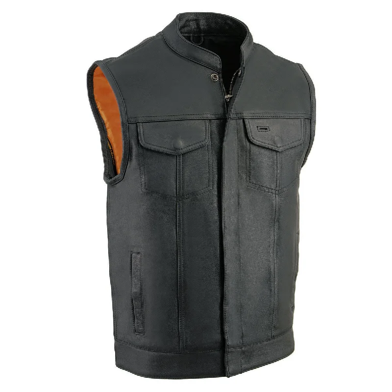 Milwaukee Leather Men's Black Cool-Tec Naked Leather Vest - Club Style Dual Closure Motorcycle Rider Vest MLM3514