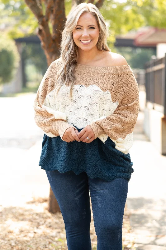 Angel In You Sweater, Mocha-Blue