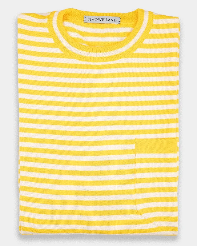 Capri Yellow Striped Cotton Crew