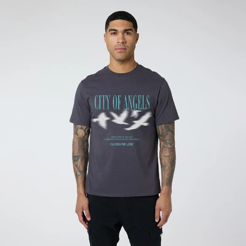 City Of Angels Dove T-Shirt | Charcoal