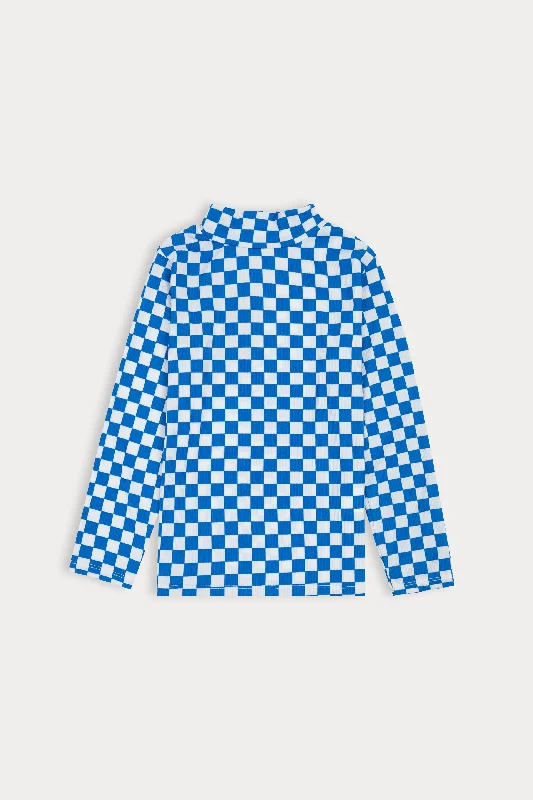 Checkered Graphic Mock Neck Tee