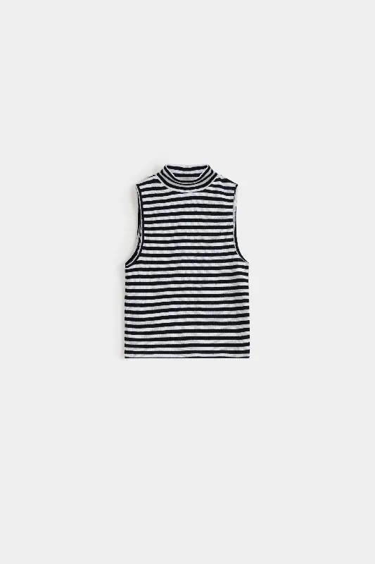 Mock Neck Striped Tank