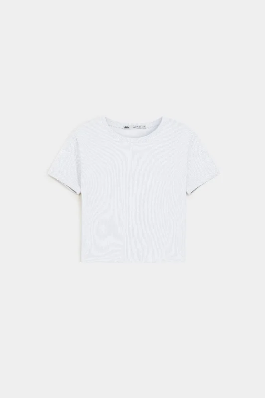 Fitted Cropped T-Shirt In Rib