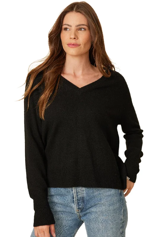 One Grey Day Sloane V-neck Sweater in Black