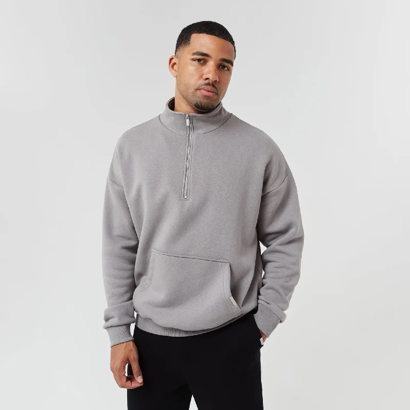 Relaxed Fit 1/4 Zip Fleece | Dark Stone