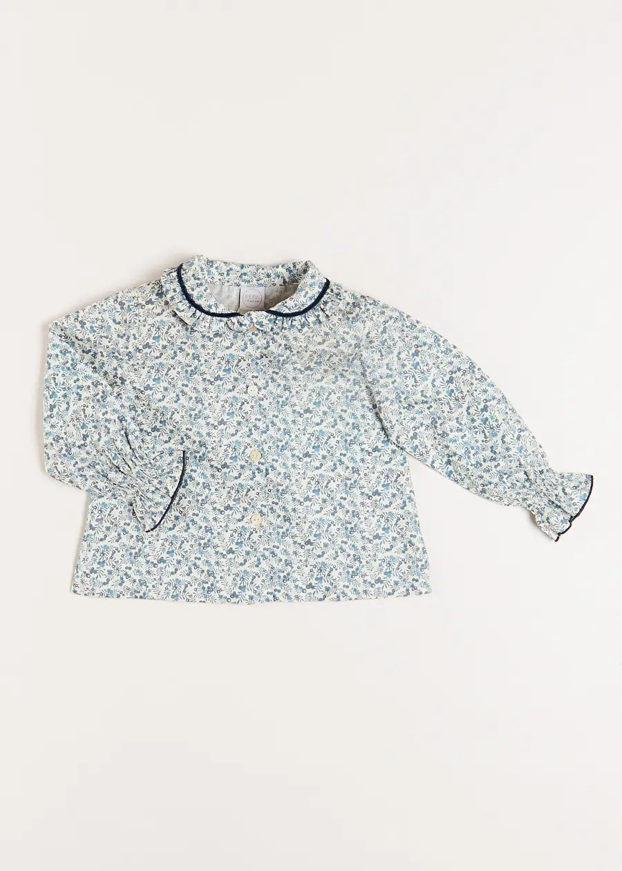 Evelyn Floral Long Sleeve Blouse in Blue (3-10yrs)