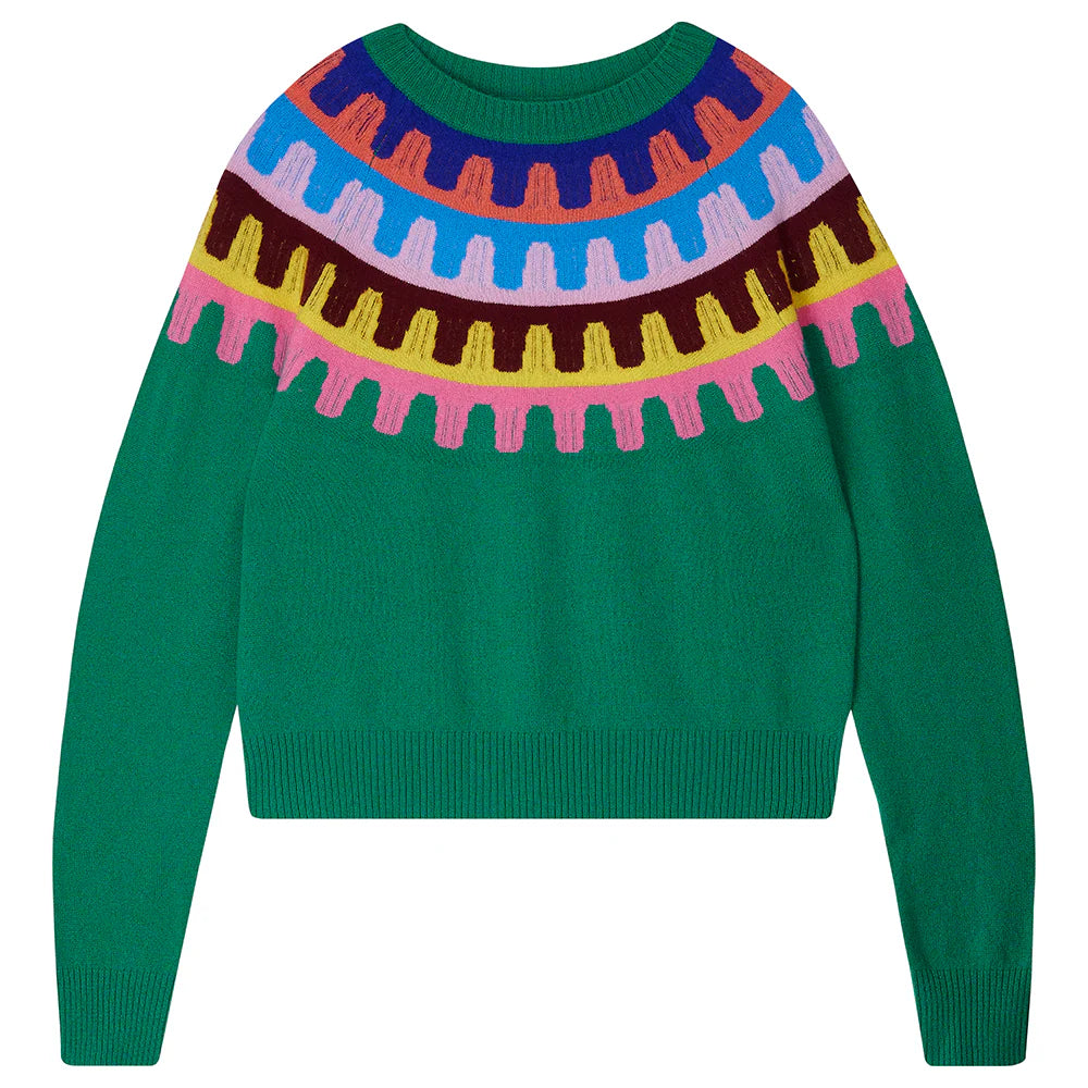 Ju054 Green Rick Rack Sweater