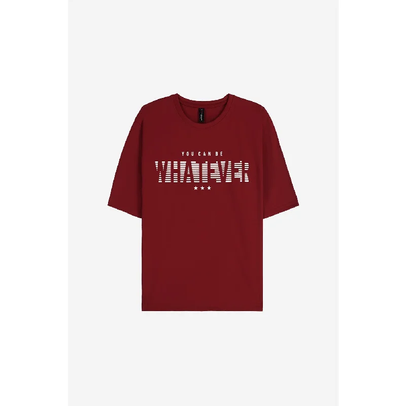 Whatever Graphic Red Oversized Tshirt