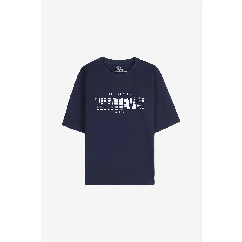 Whatever Graphic Navy Blue Oversized Tshirt