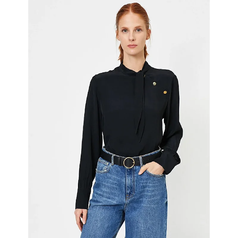 Black Button Detailed Blouse