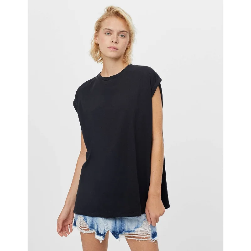 Black Sleeveless Oversized Tshirt