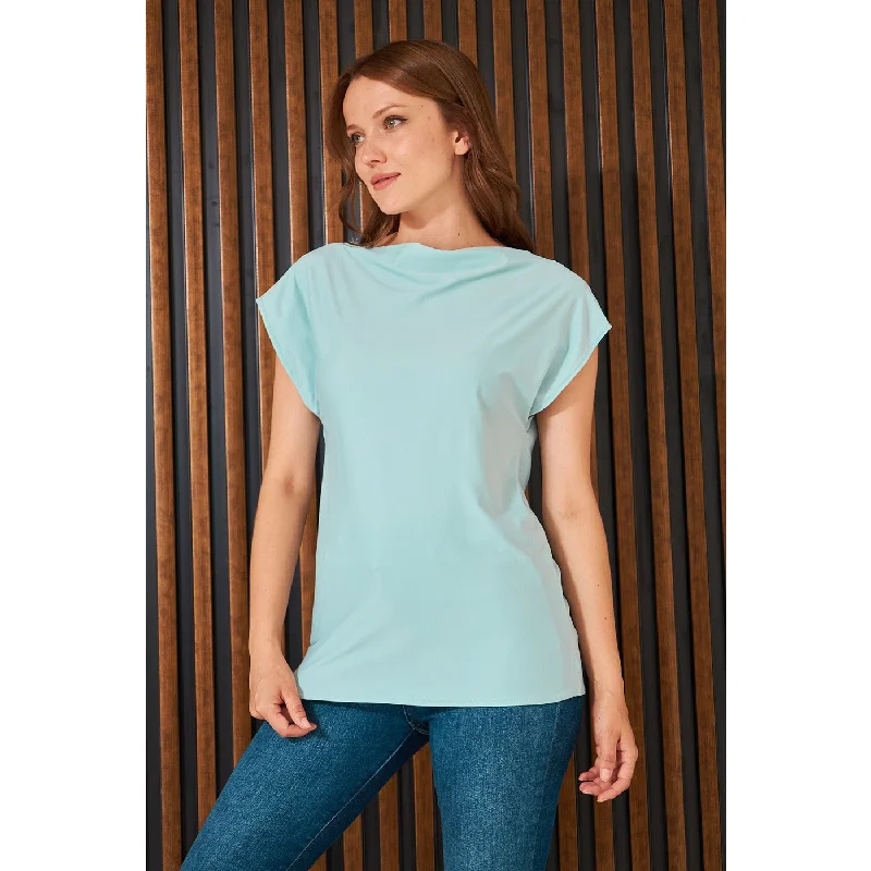 Light Blue Cowl Neck Top