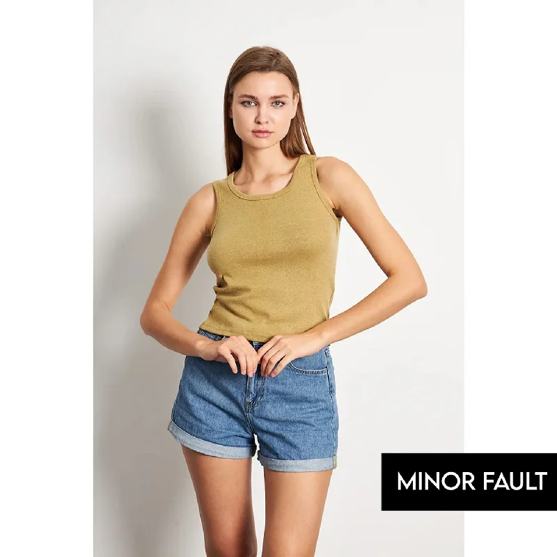 (Minor Fault) Green Melange Basic Tank Top