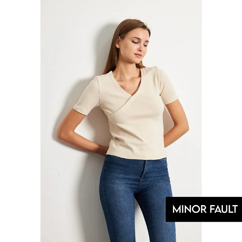 (Minor Fault) Beige Double Breasted Knit Top