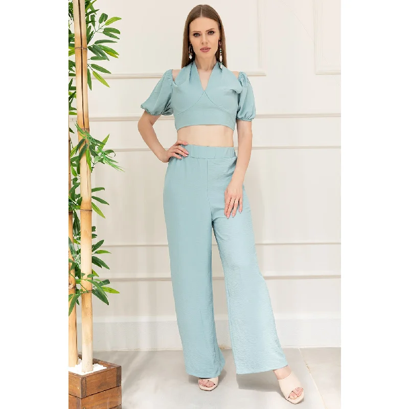 Blue Cropped Co-ord Set