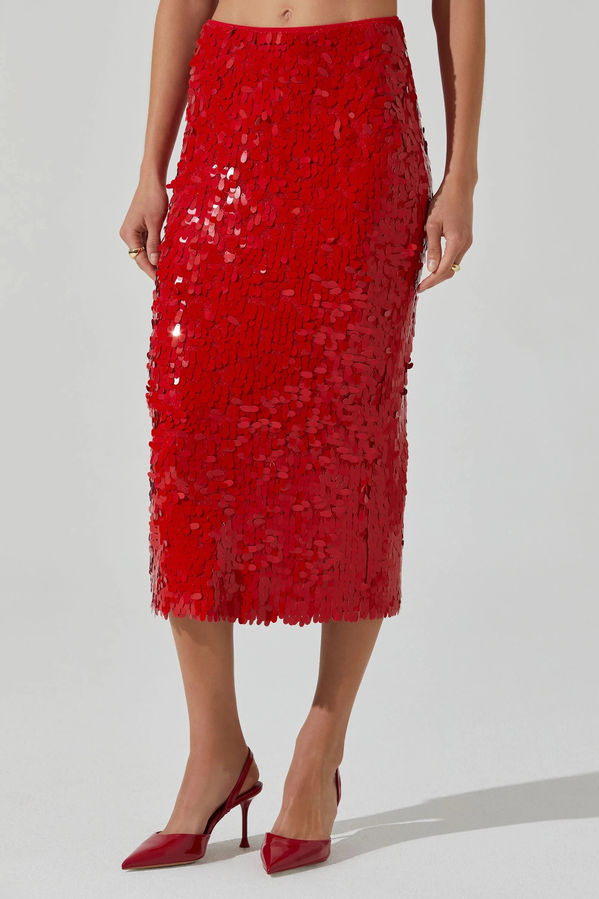 AMOS SEQUIN MIDI SKIRT