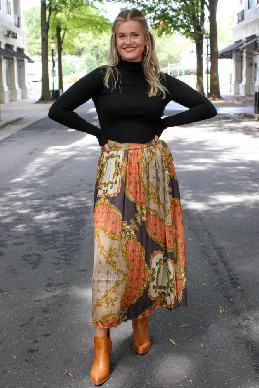 Fireheart Satin Midi Skirt