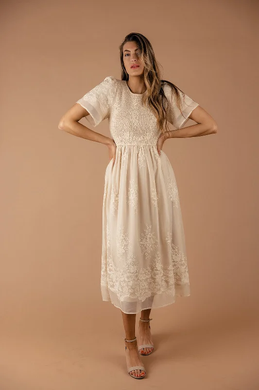 Juliette Smocked Lace Dress